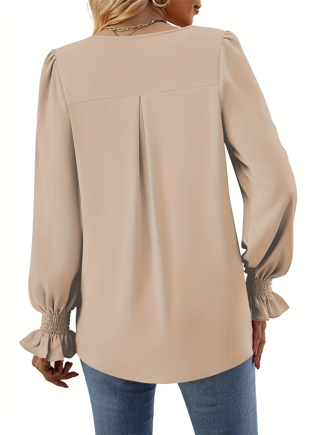 Elena™- Elegante Effen Blouse met Lange Mouwen