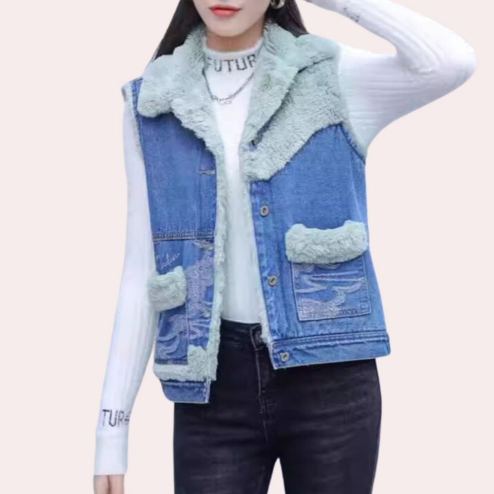 ELEANOR - Cardigan invernale di tendenza in denim classico per donna