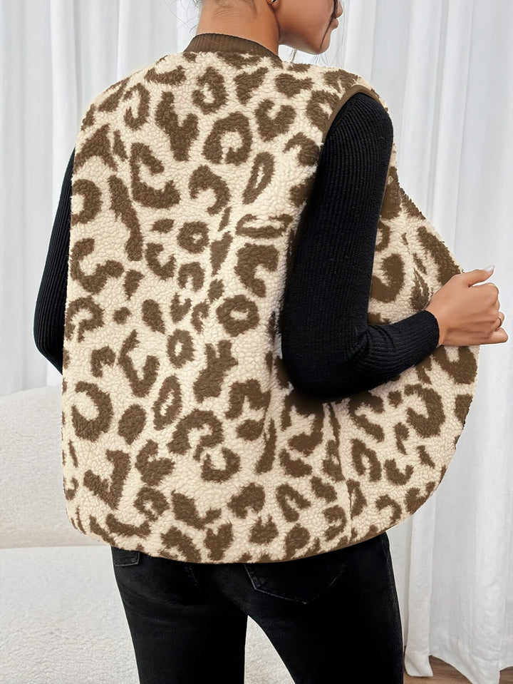 Leona™ - Gilet in Eco-Pelliccia con Stampa Leopardata