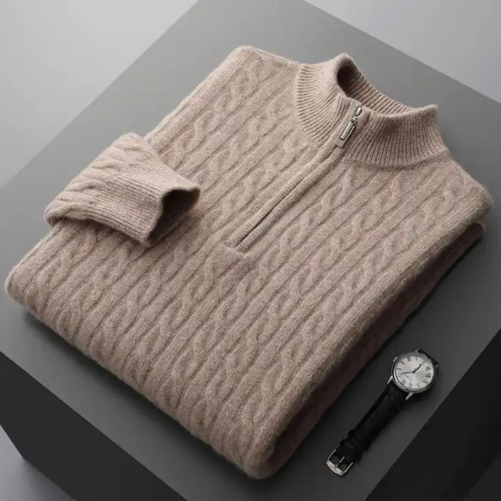 Walter™ - Pullover in 100% Cashmere con Mezza Zip