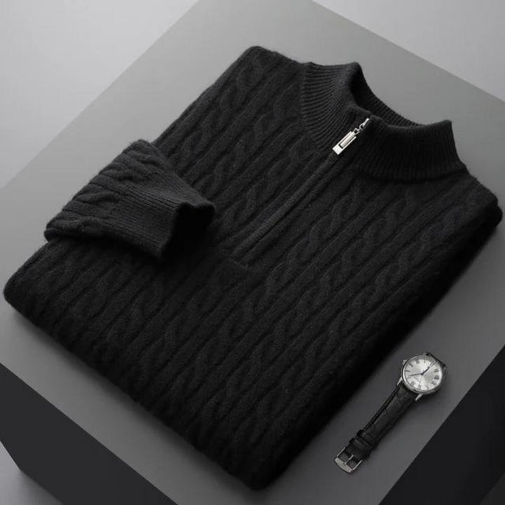 Walter™ - Pullover in 100% Cashmere con Mezza Zip