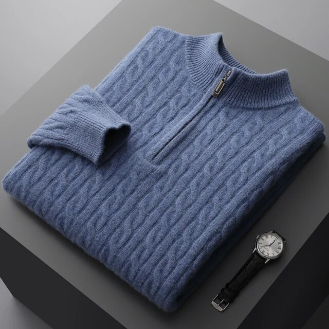 Walter™ - Pullover in 100% Cashmere con Mezza Zip