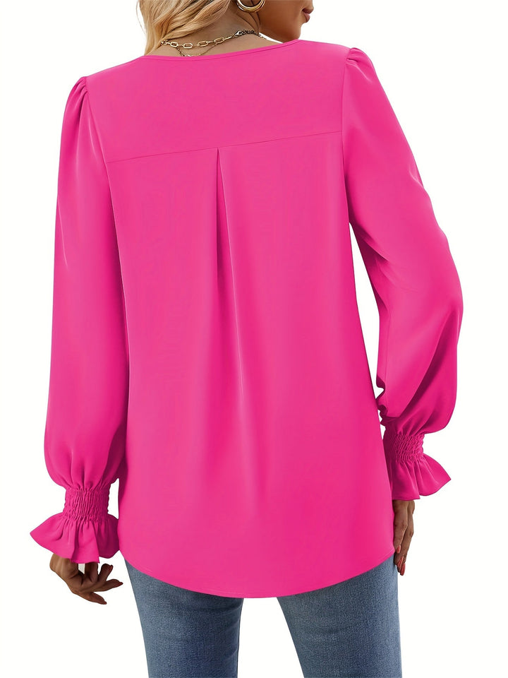 Elena™- Elegante Effen Blouse met Lange Mouwen