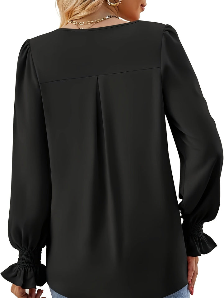 Elena™- Elegante Effen Blouse met Lange Mouwen