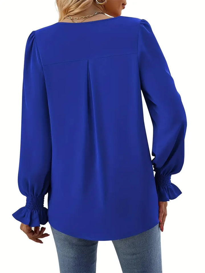 Elena™- Elegante Effen Blouse met Lange Mouwen