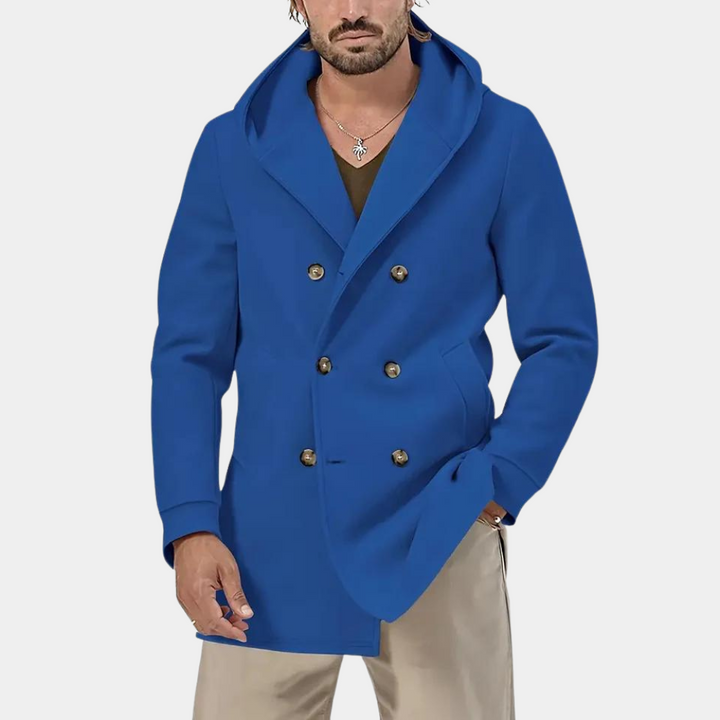 Elegante trench da uomo con cappuccio per un look casual