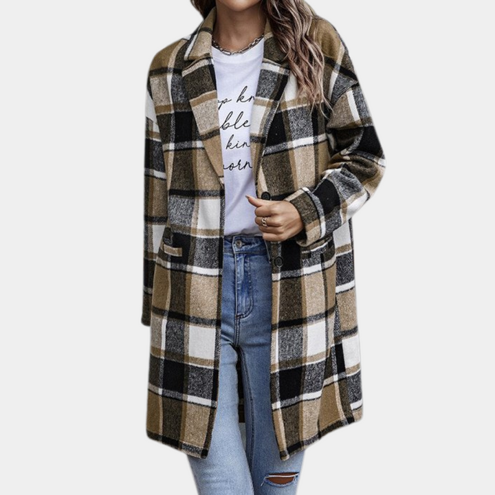 Cappotto lungo chic da donna a quadri per uno stile senza tempo