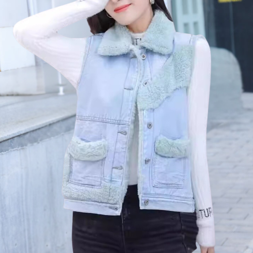 ELEANOR - Cardigan invernale di tendenza in denim classico per donna