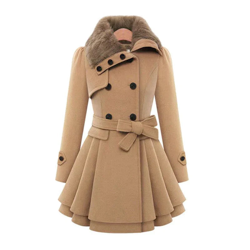 Remigia™ - Trench chic con pelliccia vegana