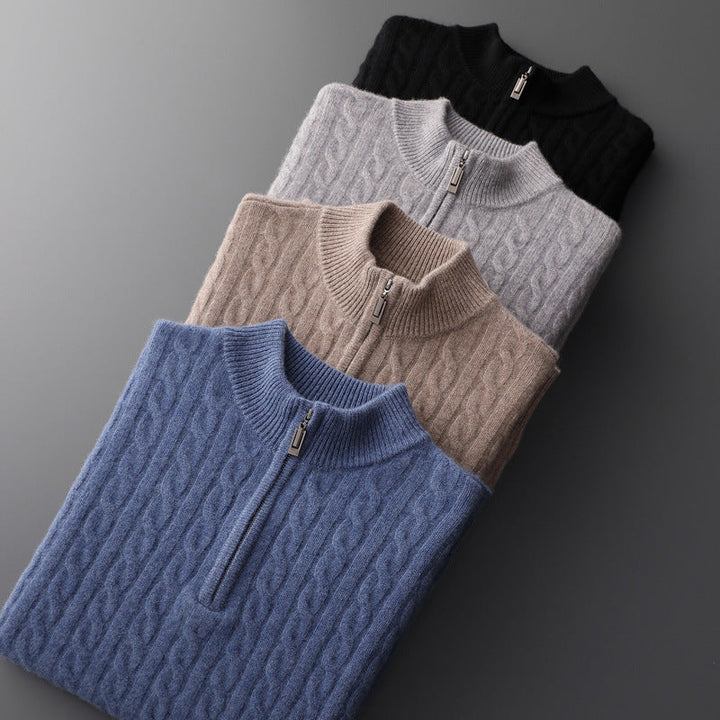 Walter™ - Pullover in 100% Cashmere con Mezza Zip