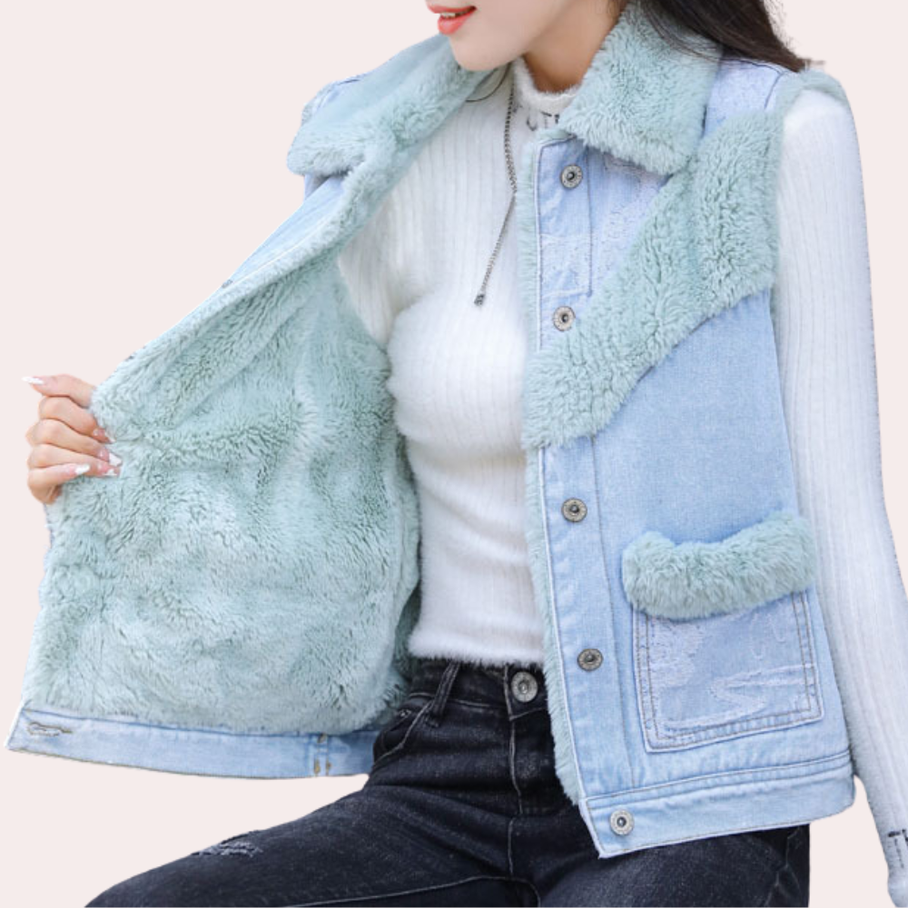 ELEANOR - Cardigan invernale di tendenza in denim classico per donna