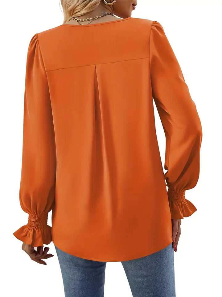 Elena™- Elegante Effen Blouse met Lange Mouwen