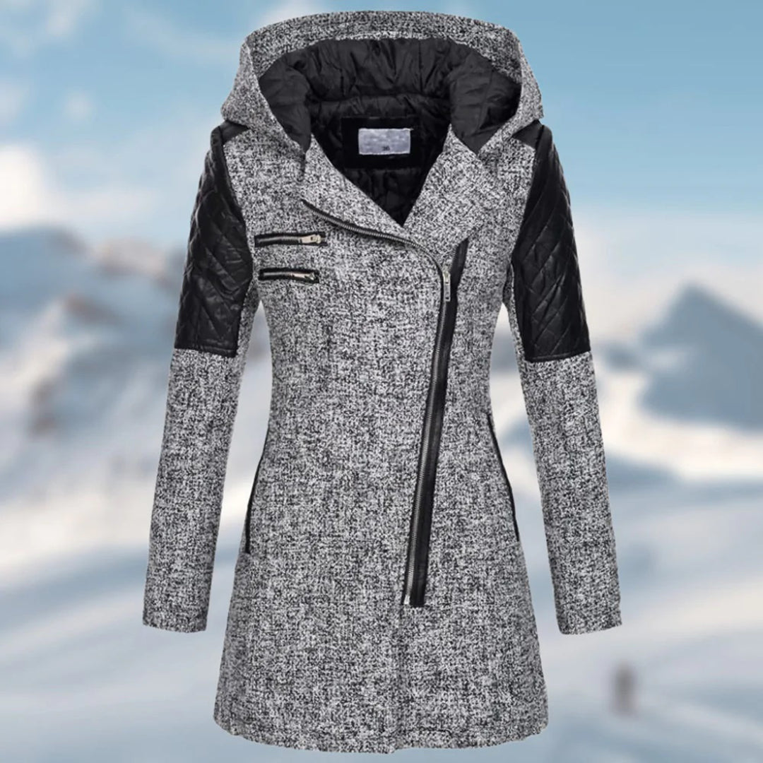 Riley - Cappotto invernale lungo da donna con cappuccio alla moda