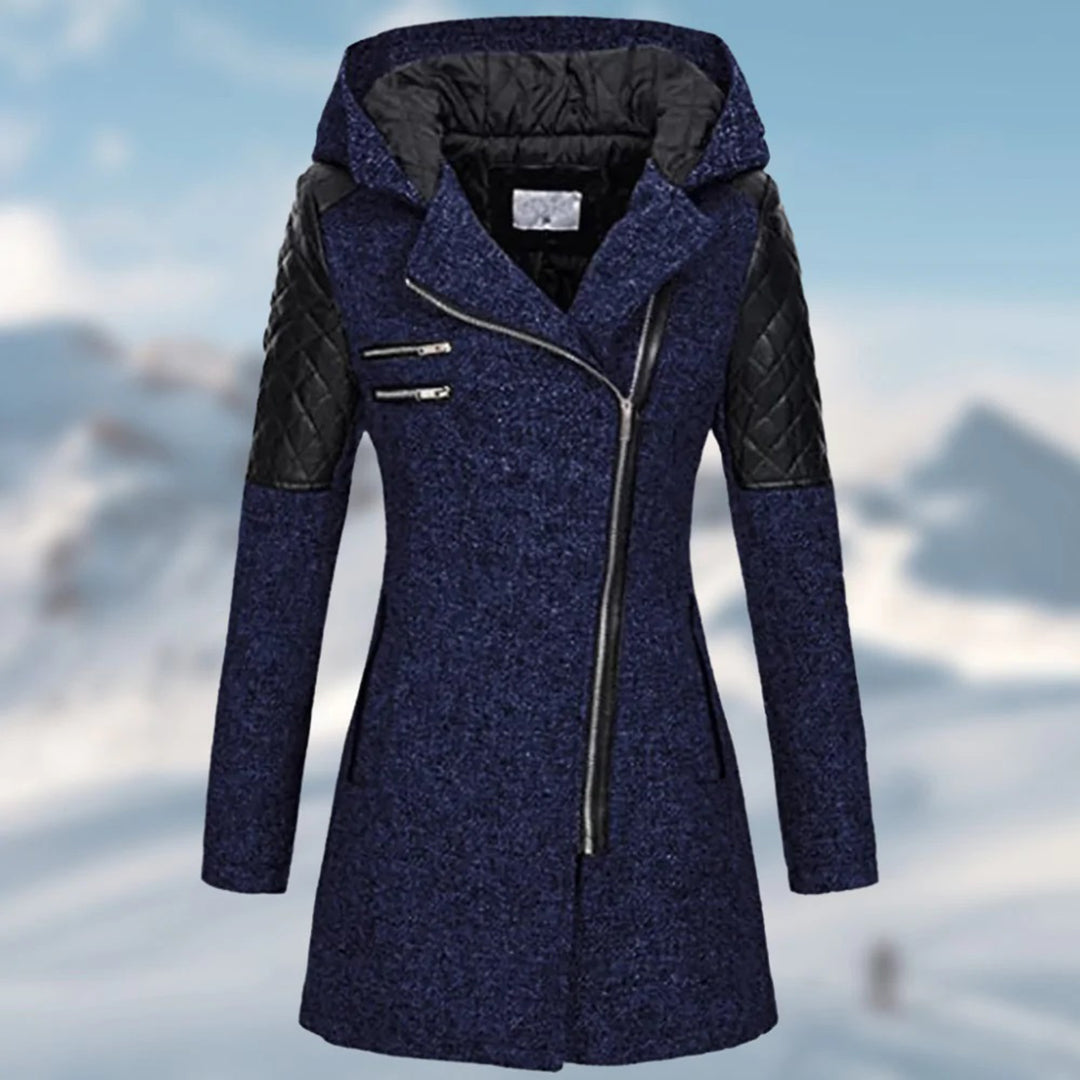 Riley - Cappotto invernale lungo da donna con cappuccio alla moda