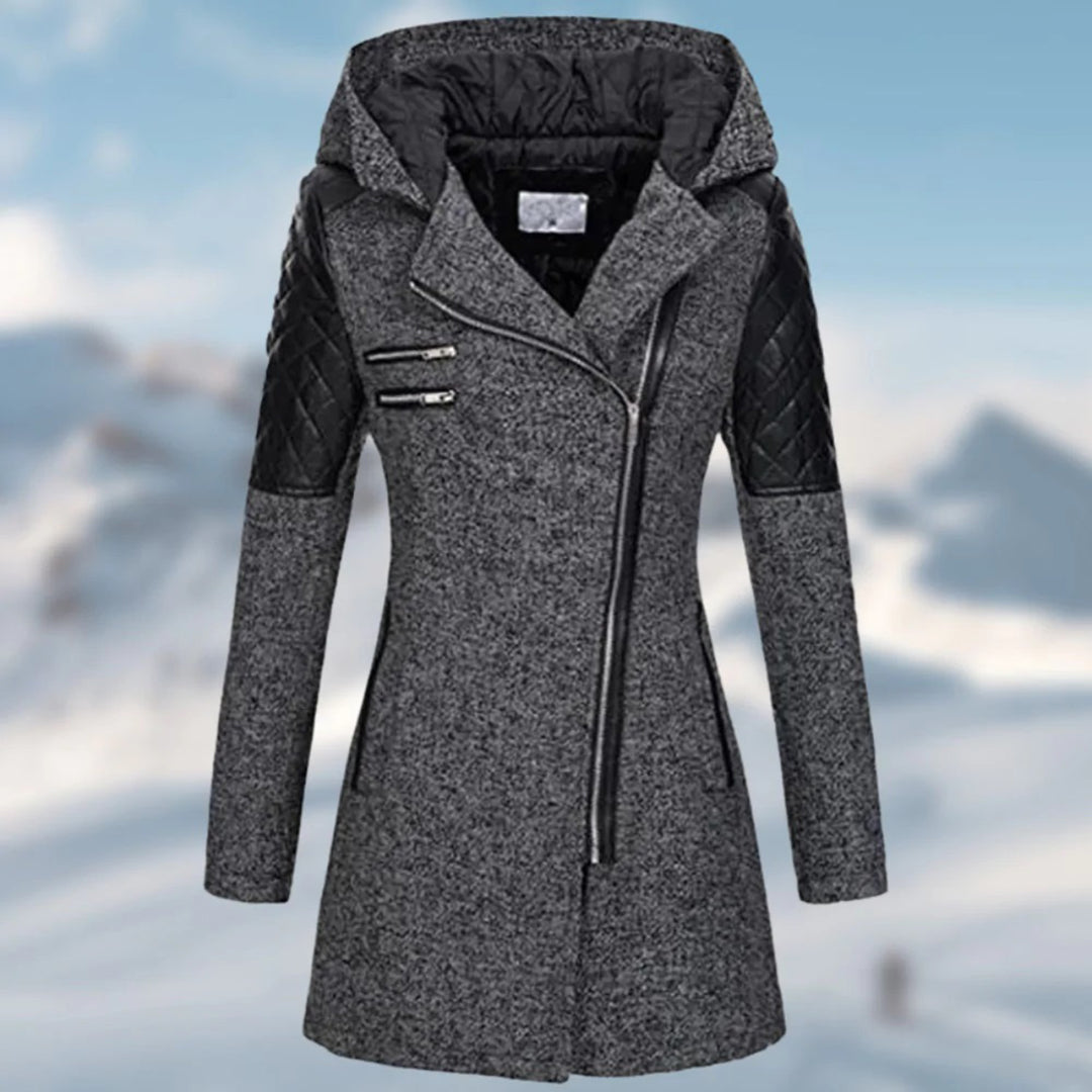 Riley - Cappotto invernale lungo da donna con cappuccio alla moda