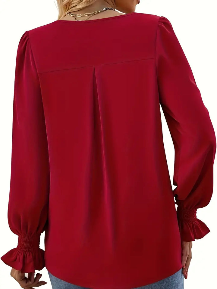 Elena™- Elegante Effen Blouse met Lange Mouwen