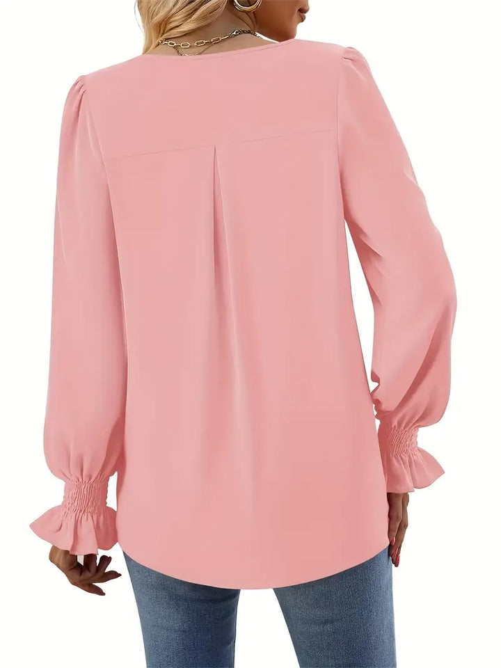 Elena™- Elegante Effen Blouse met Lange Mouwen