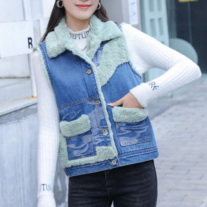 ELEANOR - Cardigan invernale di tendenza in denim classico per donna